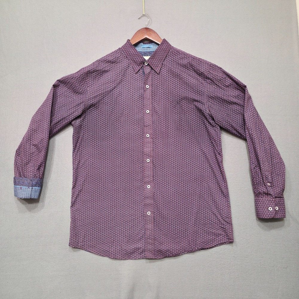 Age Of Wisdom Men's Burgundy Long Sleeve Button Up Flip Cuff‎ Shirt Size XL
